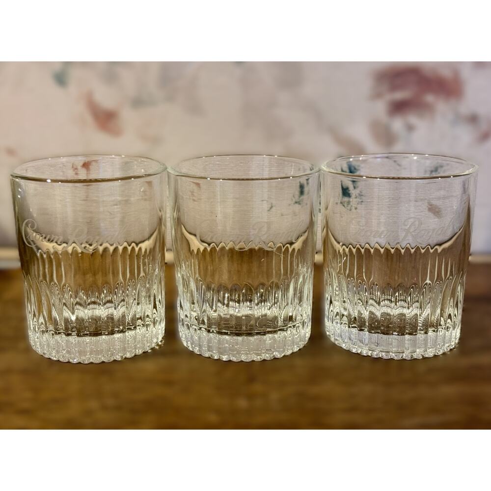 Set of 3 Crown Royal Collector's Whiskey Glasses – Vintage Etched Barware